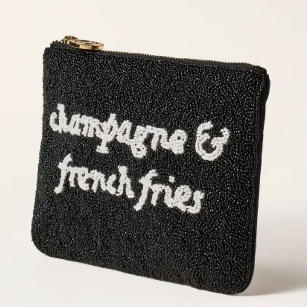 KATE SPADE x Target Beaded Black Clutch Champagne and French Fries NWT - Picture 2 of 7